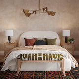 Arielle 48" Olive & White Embroidered Bench