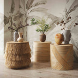 Matea Natural Rattan Cross Side Table