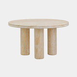 Amora Faux Travertine Indoor/Outdoor Round Accent Table (26"-32")