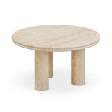 Amora Faux Travertine Indoor/Outdoor Round Accent Table (26"-32")