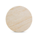 Amora Faux Travertine Indoor/Outdoor Round Accent Table (26"-32")