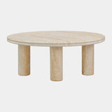 Amora Faux Travertine Indoor/Outdoor Round Accent Table (26"-32")