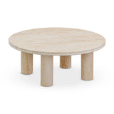 Amora Faux Travertine Indoor/Outdoor Round Accent Table (26"-32")