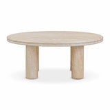 Amora Faux Travertine Indoor/Outdoor Round Accent Table (26"-32")