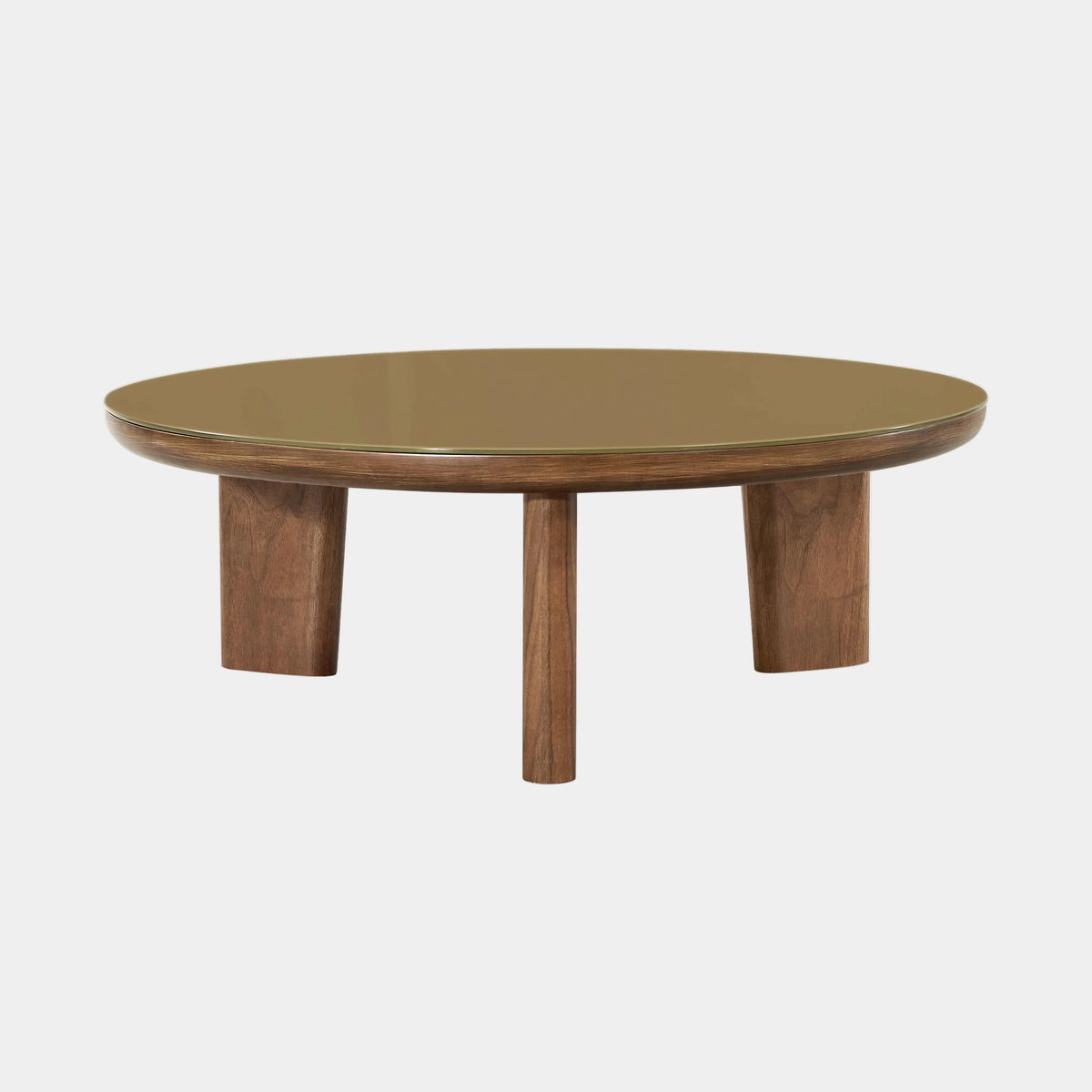 Oani 36" Walnut and Glass Round Coffee Table