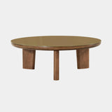 Oani 36" Walnut and Glass Round Coffee Table