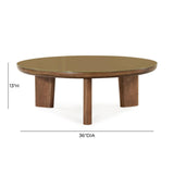 Oani 36" Walnut and Glass Round Coffee Table