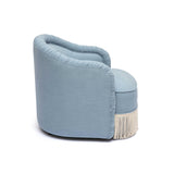 Pamela Faded Blue Upcycled Performance Fabric Tasseled Lounge Accent Chair