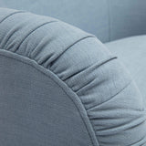 Pamela Faded Blue Upcycled Performance Fabric Tasseled Lounge Accent Chair