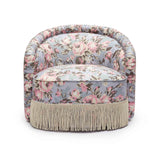 Pamela Spring Floral Print Performance Fabric Tasseled Lounge Accent Chair