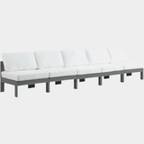 Nizuc Water Resistant Fabric Upholstered Outdoor Patio 5pc. Armless Modular Sofa