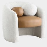 Acadia Boucle Fabric Upholstered And Vegan Leather Upholstered Accent Chair
