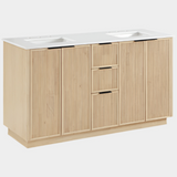 Willard 60" White Engineered Stone And Solid Wood Bathroom Vanity