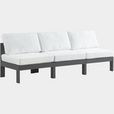 Nizuc Water Resistant Fabric Upholstered Outdoor Patio 3pc. Armless Modular Sofa