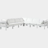 Nizuc 120" Water Resistant Fabric Upholstered Outdoor Patio 7pc. Modular Sectional