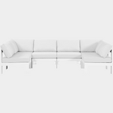 Nizuc 120" Water Resistant Fabric Upholstered Outdoor Patio 6pc. Modular Sectional
