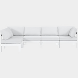 Nizuc 120" Water Resistant Fabric Upholstered Outdoor Patio 5pc. Modular Sectional