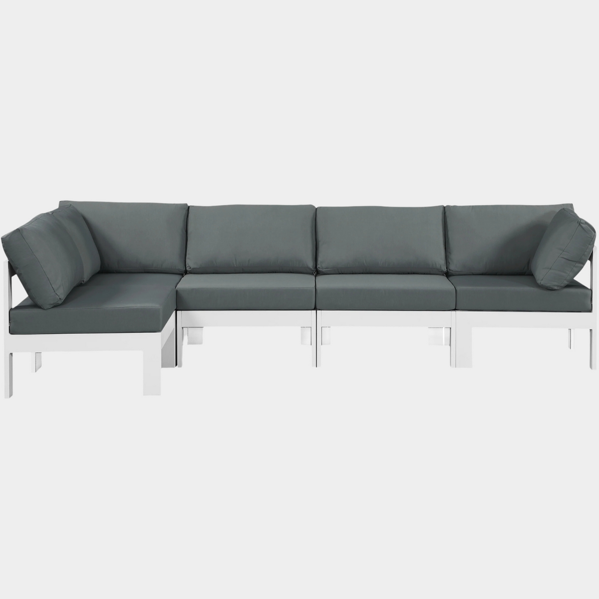 Nizuc 90" Water Resistant Fabric Upholstered Outdoor Patio 4pc. Modular Sectional