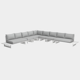 Maldives 157" Water Resistant Fabric Upholstered Outdoor Patio 7pc. Modular Sectional