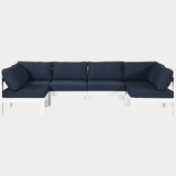 Nizuc 120" Water Resistant Fabric Upholstered Outdoor Patio 6pc. Modular Sectional