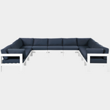 Nizuc 150" Water Resistant Fabric Upholstered Outdoor Patio 11pc. Modular Sectional
