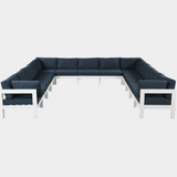 Nizuc 150" Water Resistant Fabric Upholstered Outdoor Patio 13pc. Modular Sectional
