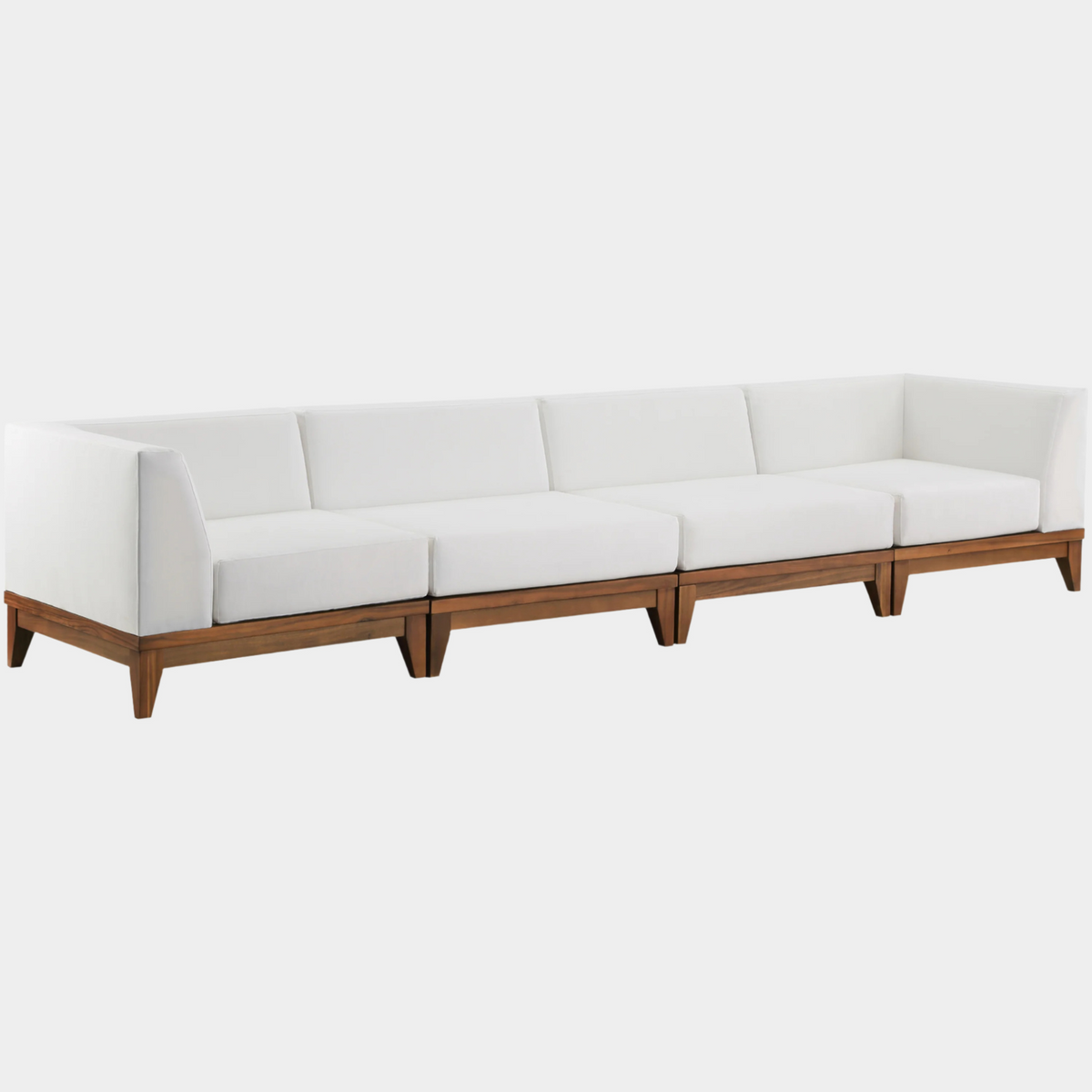 Rio Off White Water Resistant Fabric Upholstered Outdoor Patio 4pc. Modular Sofa
