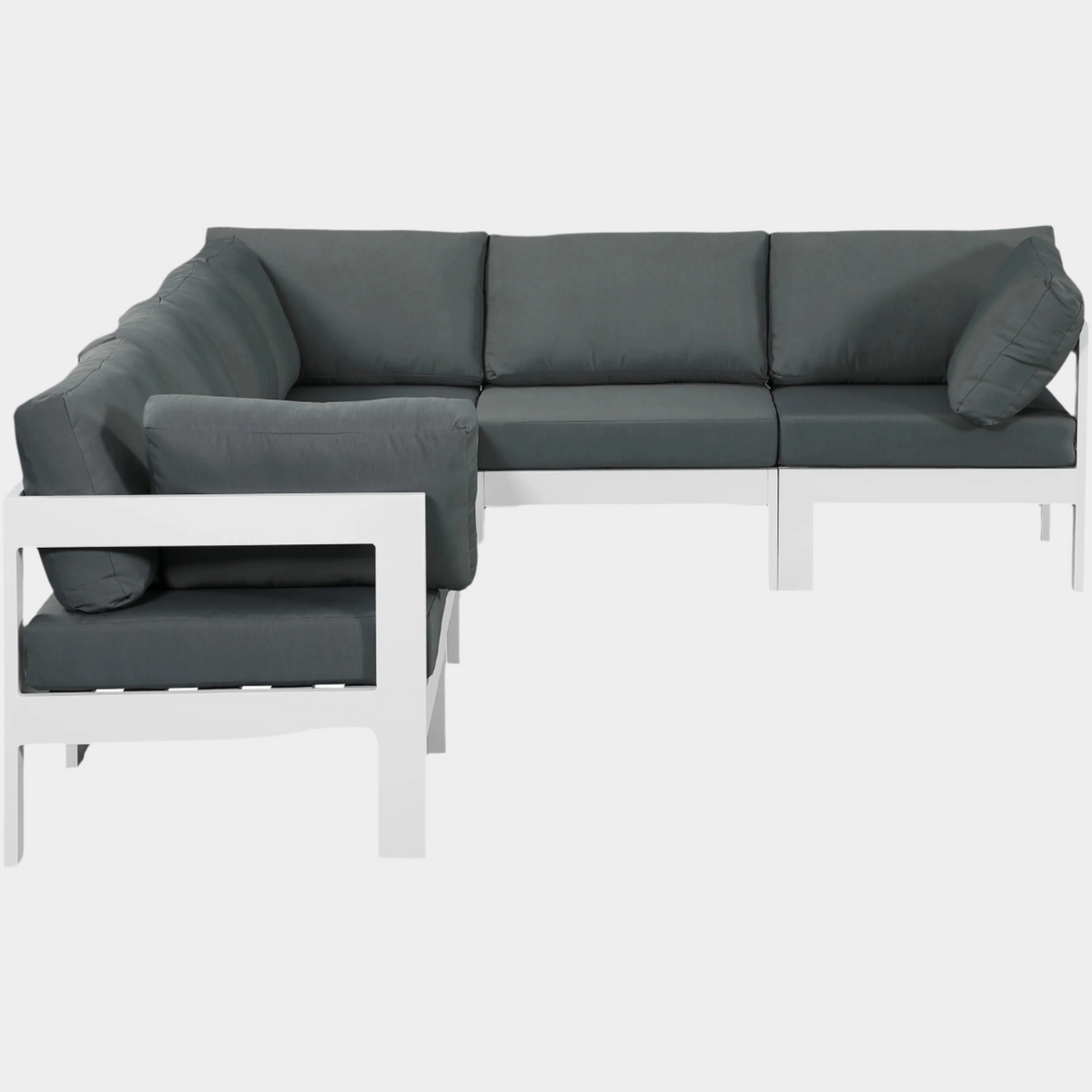 Nizuc 120" Water Resistant Fabric Upholstered Outdoor Patio 6pc. Modular Sectional
