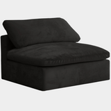 Cozy Velvet Upholstered Overstuffed Fiber Filled Comfort Comfort Armless Modular Chair