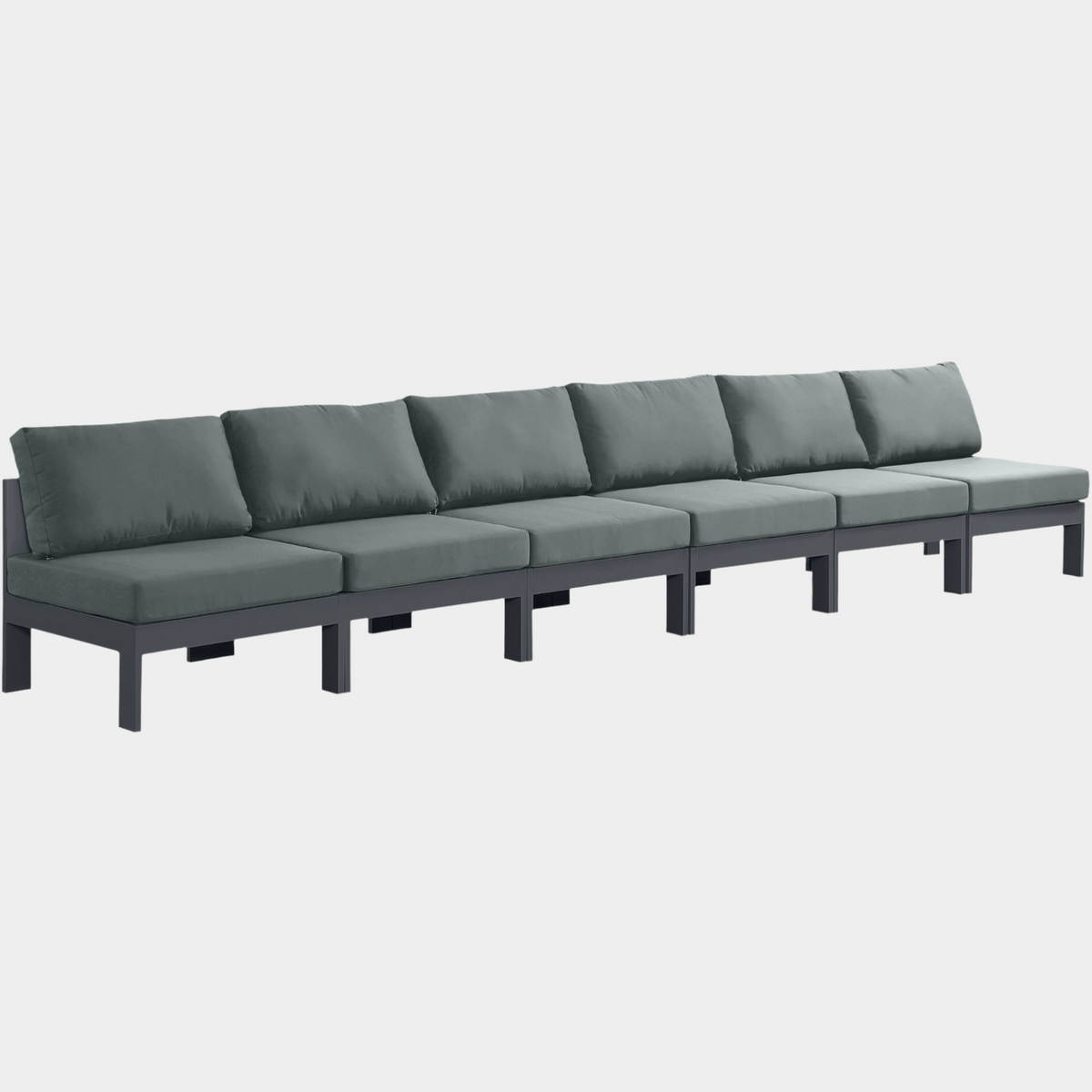 Nizuc Water Resistant Fabric Upholstered Outdoor Patio 6pc. Armless Modular Sofa