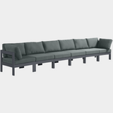 Nizuc Water Resistant Fabric Upholstered Outdoor Patio 6pc. Modular Sofa