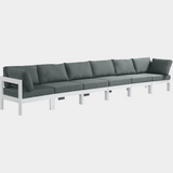 Nizuc Water Resistant Fabric Upholstered Outdoor Patio 6pc. Modular Sofa