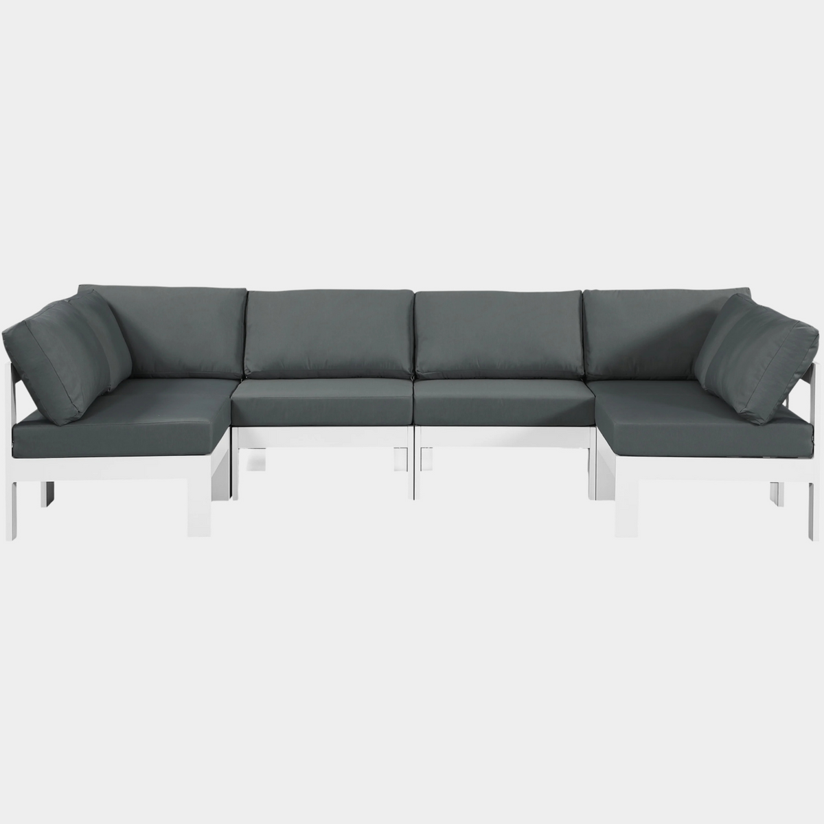 Nizuc 120" Water Resistant Fabric Upholstered Outdoor Patio 6pc. Modular Sectional