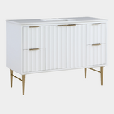 Modernist 48" Engineered Stone Top And Solid Wood Base Bathroom Vanity