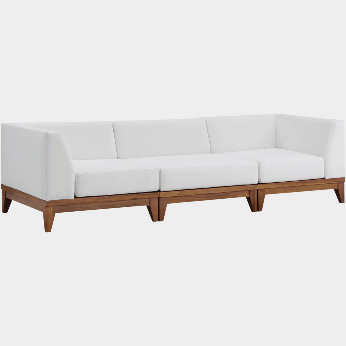 Rio Off White Water Resistant Fabric Upholstered Outdoor Patio 3pc. Modular Sofa