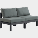 Nizuc Water Resistant Fabric Upholstered Outdoor Patio 2pc. Armless Modular Loveseat