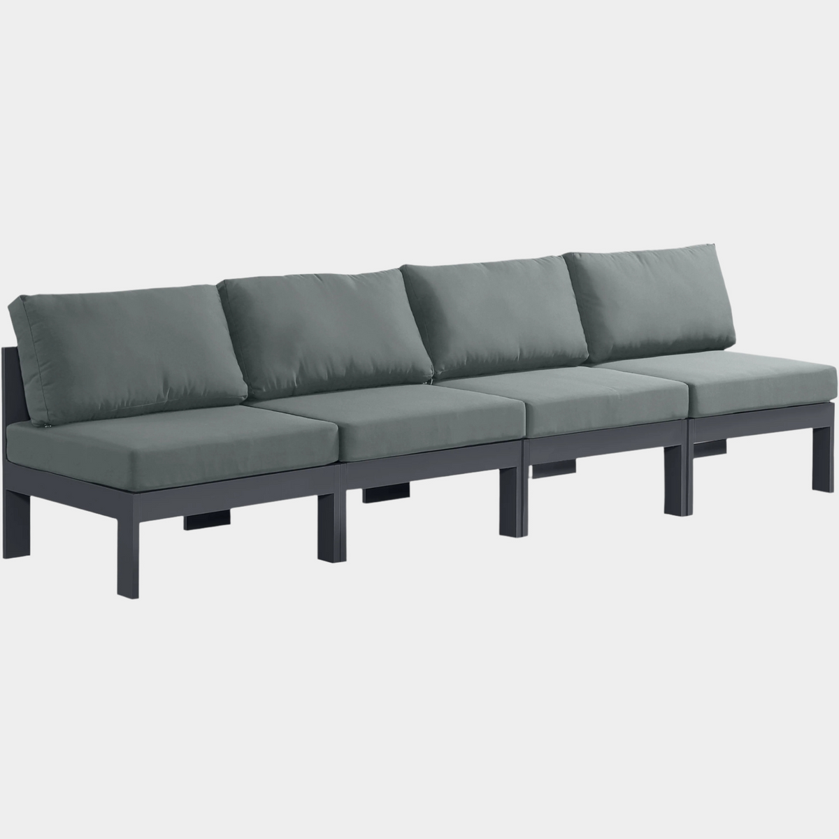 Nizuc Water Resistant Fabric Upholstered Outdoor Patio 4pc. Armless Modular Sofa