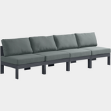 Nizuc Water Resistant Fabric Upholstered Outdoor Patio 4pc. Armless Modular Sofa