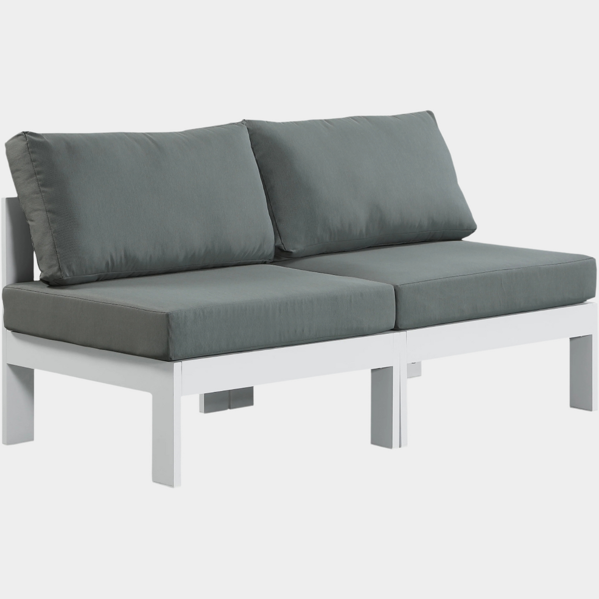 Nizuc Water Resistant Fabric Upholstered Outdoor Patio 2pc. Armless Modular Loveseat