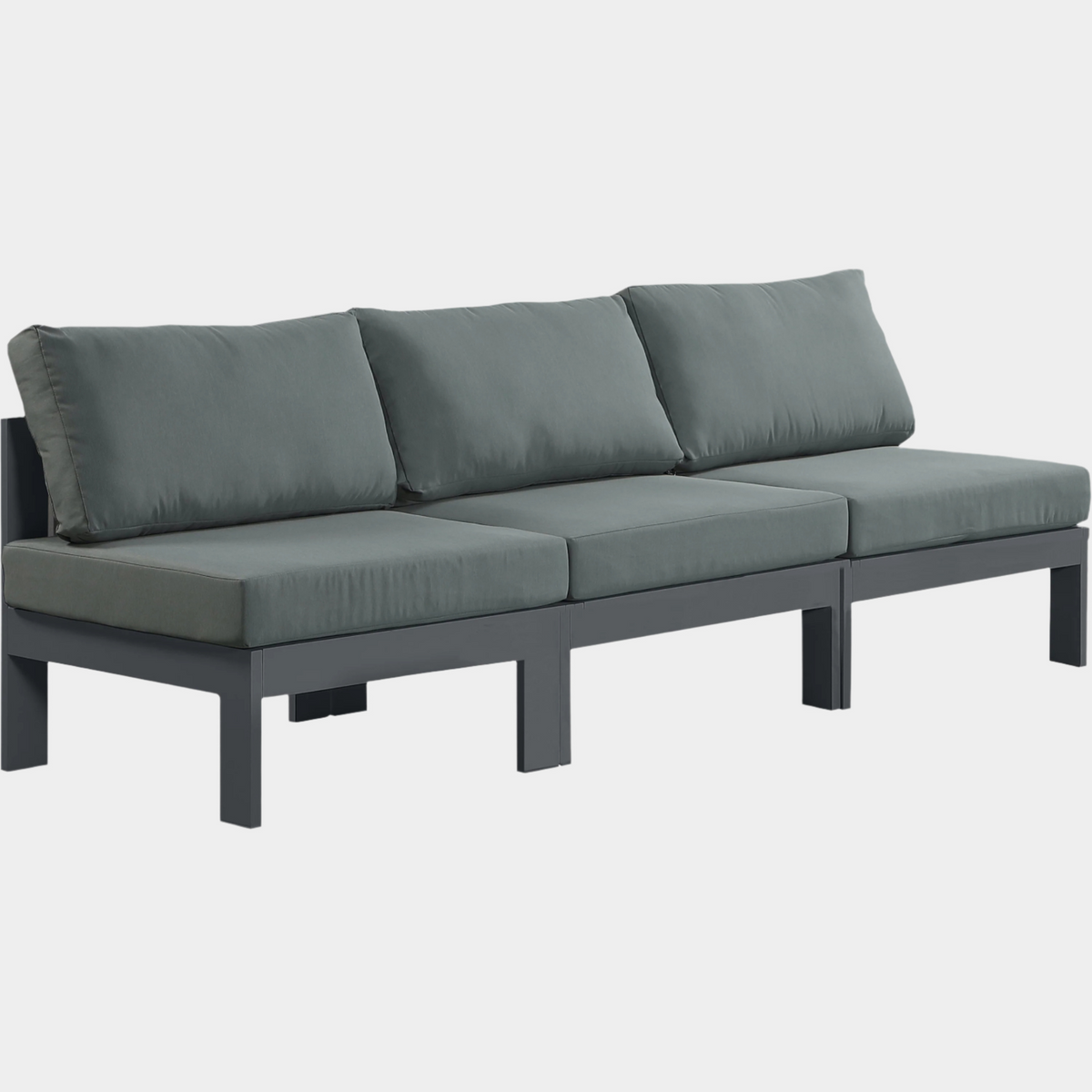 Nizuc Water Resistant Fabric Upholstered Outdoor Patio 3pc. Armless Modular Sofa