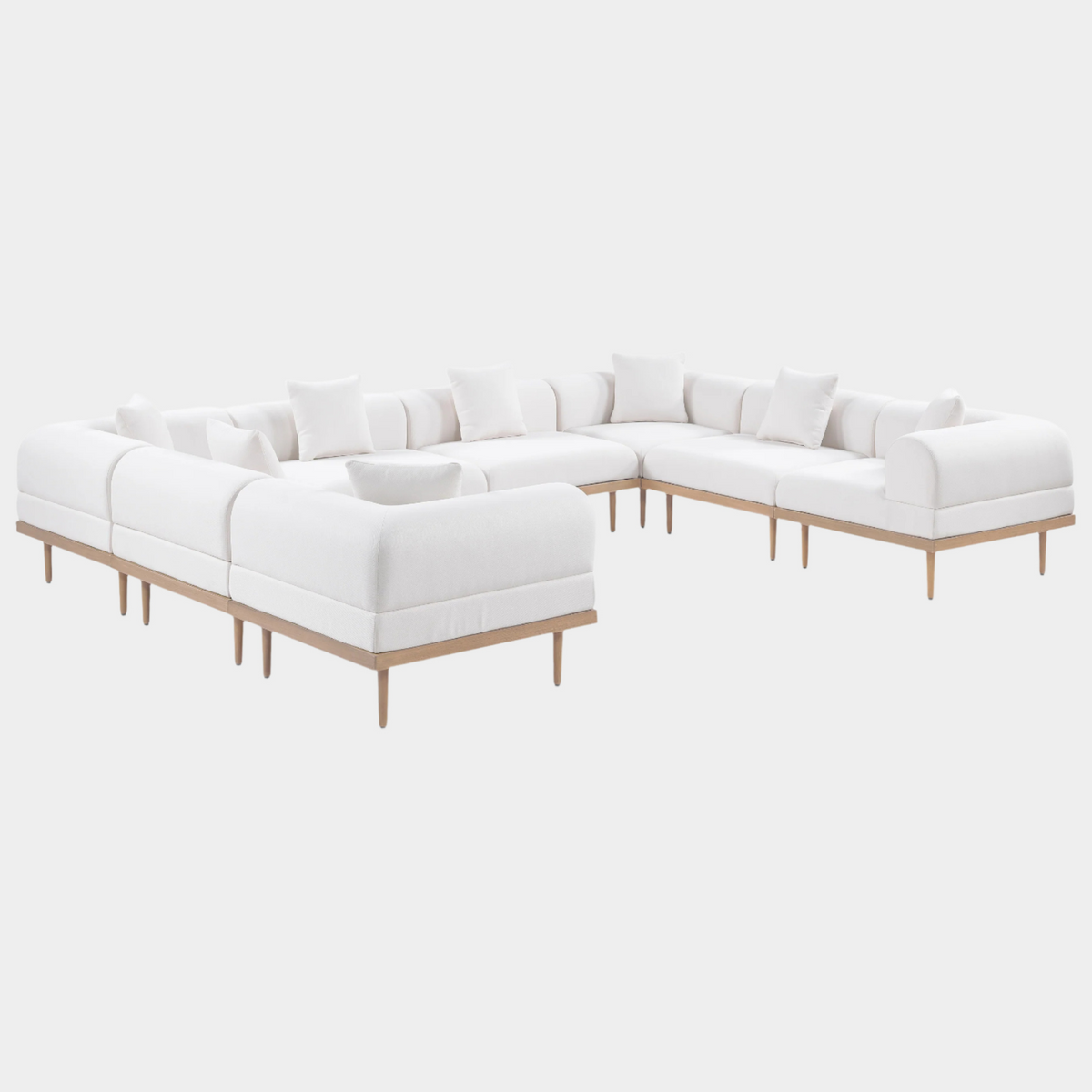 Laguna 142" Resilient Water Resistant Fabric Upholstered Outdoor Patio 8pc. Modular Sectional