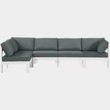 Nizuc 120" Water Resistant Fabric Upholstered Outdoor Patio 5pc. Modular Sectional