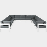 Nizuc 150" Water Resistant Fabric Upholstered Outdoor Patio 13pc. Modular Sectional