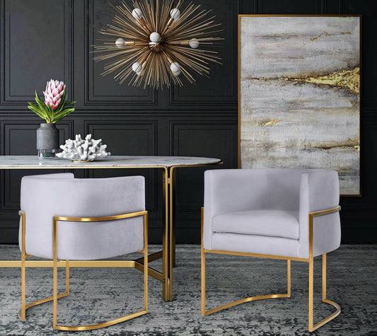 Giselle Grey Velvet Dining Chair - Gold Frame