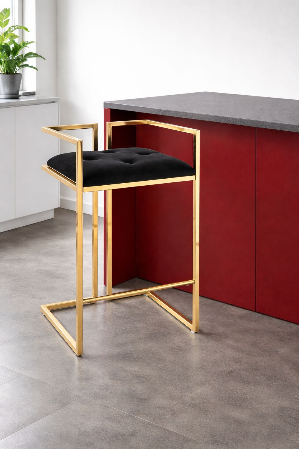 Harvey Velvet Stool ( Gold/Black)