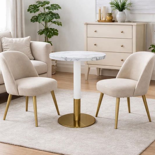 Ruby Round Dining Table (White Pole)