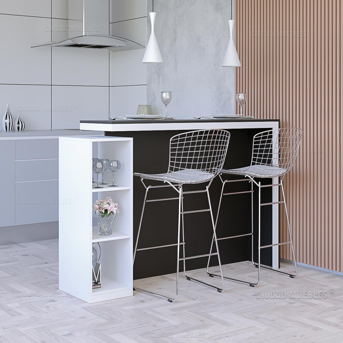 Bertoia Counter Stool  (Chrome/ Black)