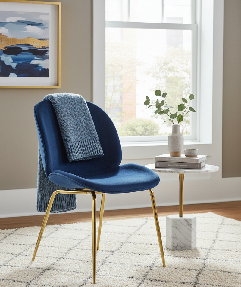 Lotus Beatle Gold Chair Velvet