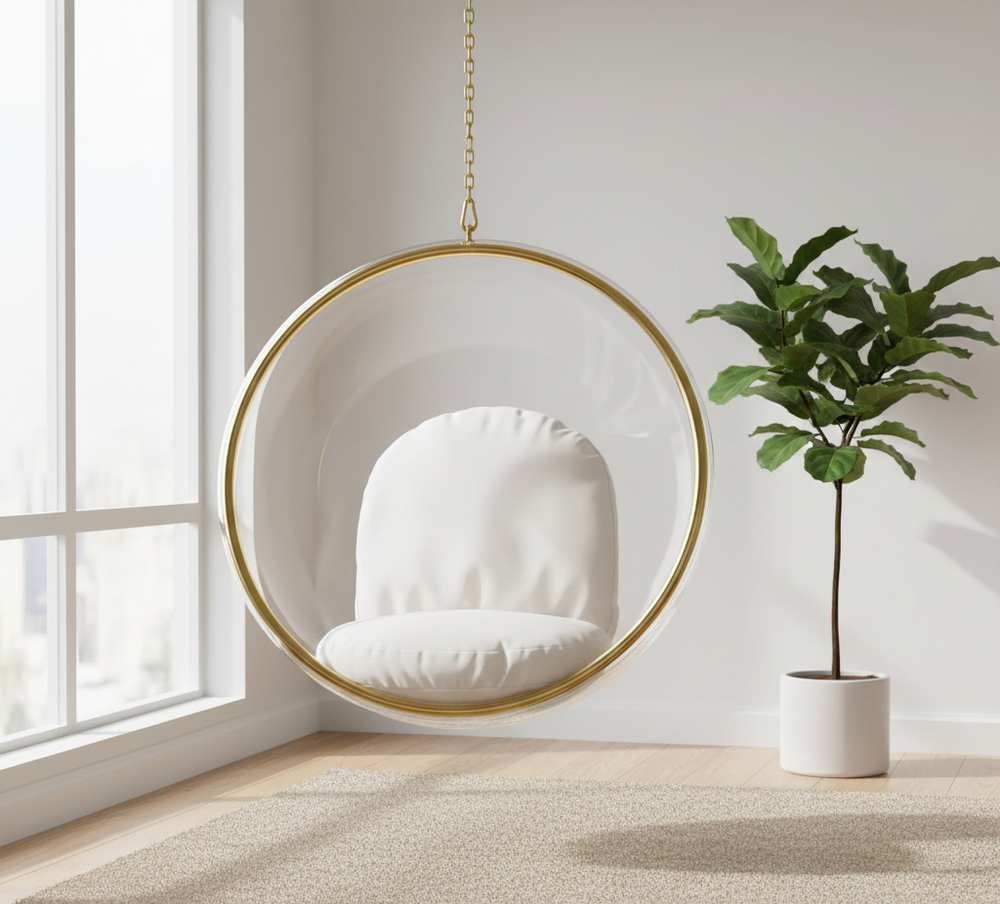 Hanging Acrylic Bubble Chair Gold/Silver