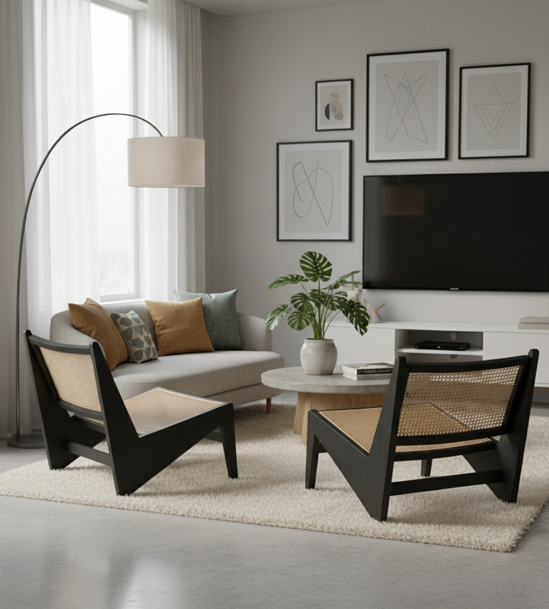 Cane Modern Solidwood Canberra Lounge Chair